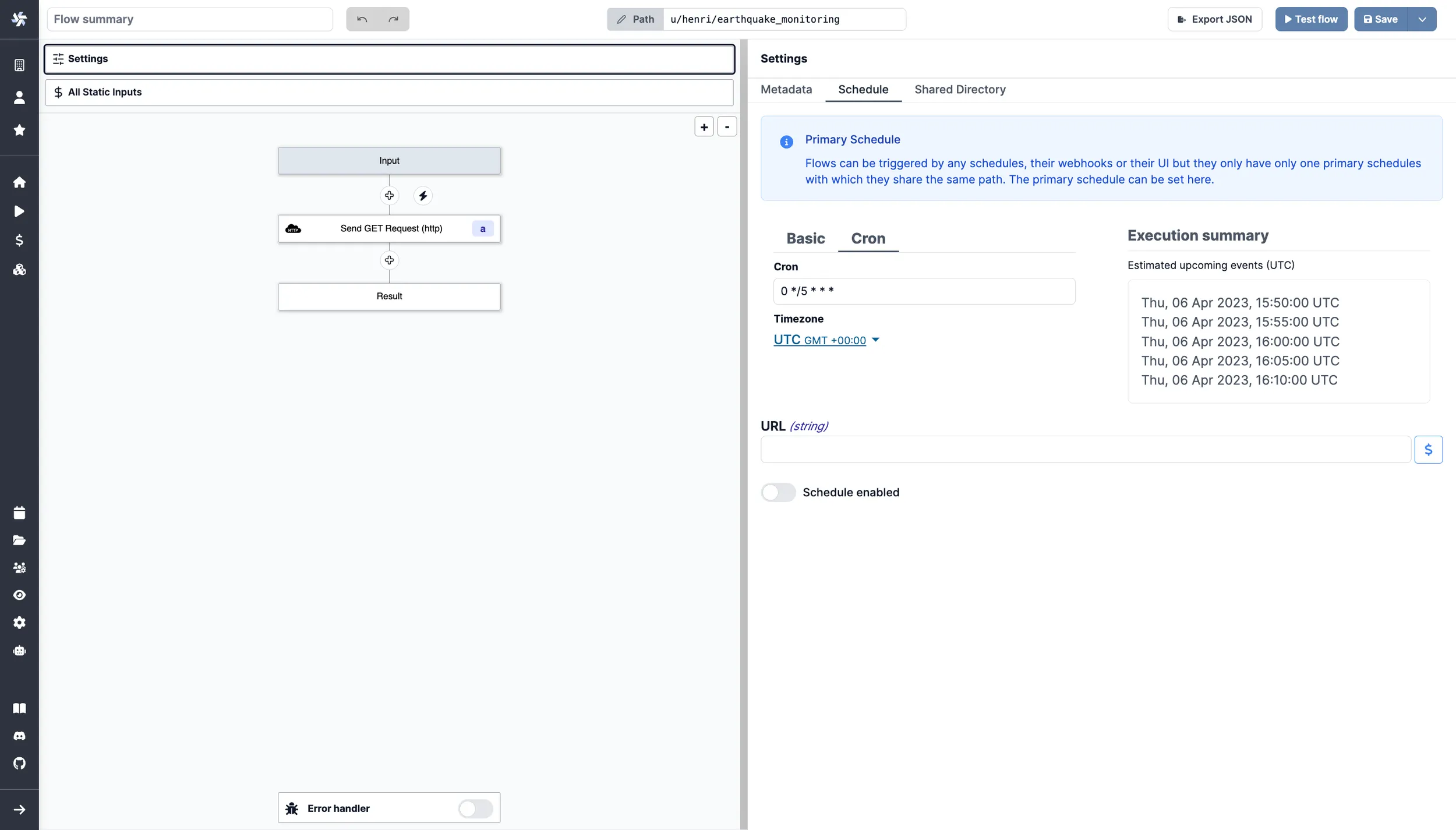 Pick Schedule menu Pick Schedule menu